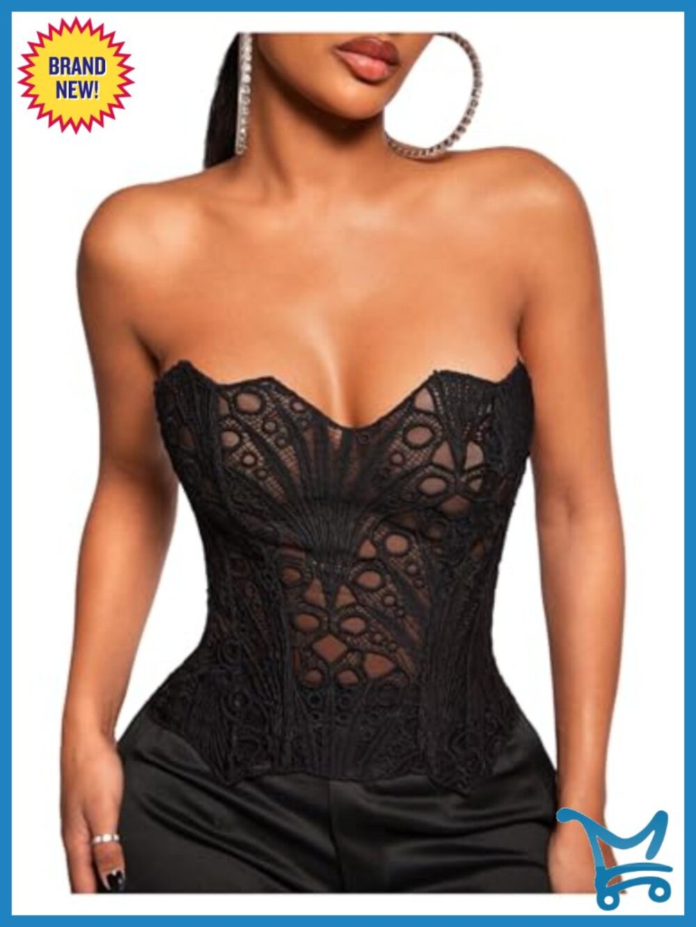 Sleeveless Strapless Lace Crop Tube Top Y2K Club Date Night Corset Top